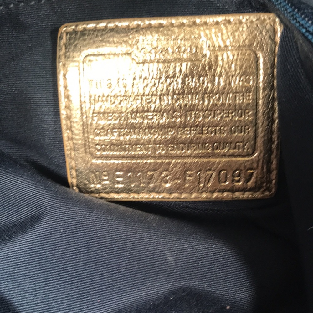 Coach Navy Blue and Metallic Gold Canvas New York Est. 1941 Tote Purse Handbag - Picture 7 of 10